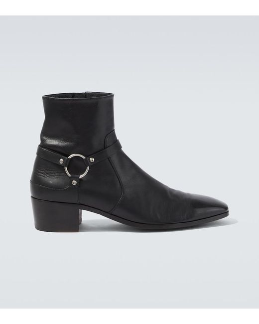 Tom Ford Black Clint Leather Ankle Boots for men
