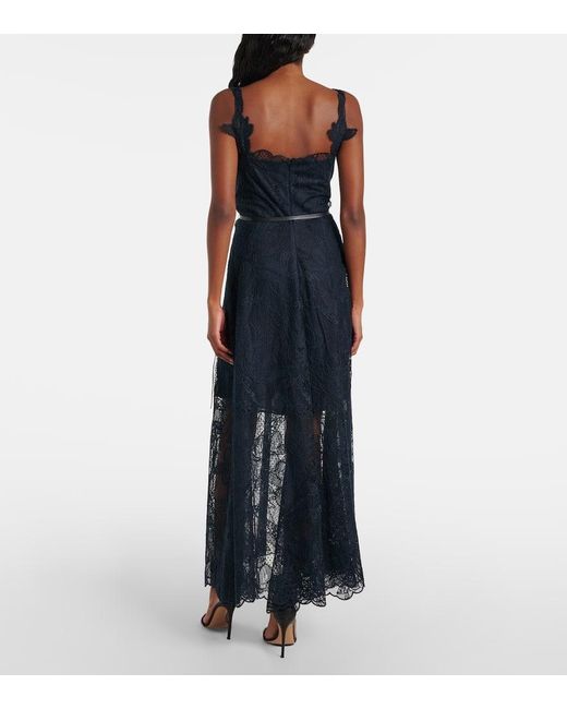Oscar de la Renta Blue Maxikleid Aus Spitze