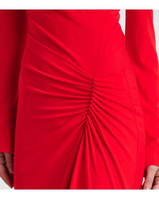 Jonathan Simkhai Red Ruched Ferrera Midi Dress