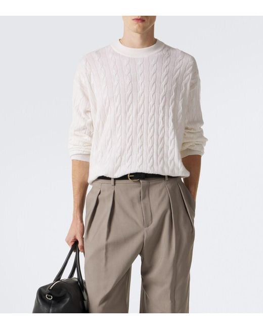 Lisa Yang White Oskar Cable-Knit Cashmere Sweater for men