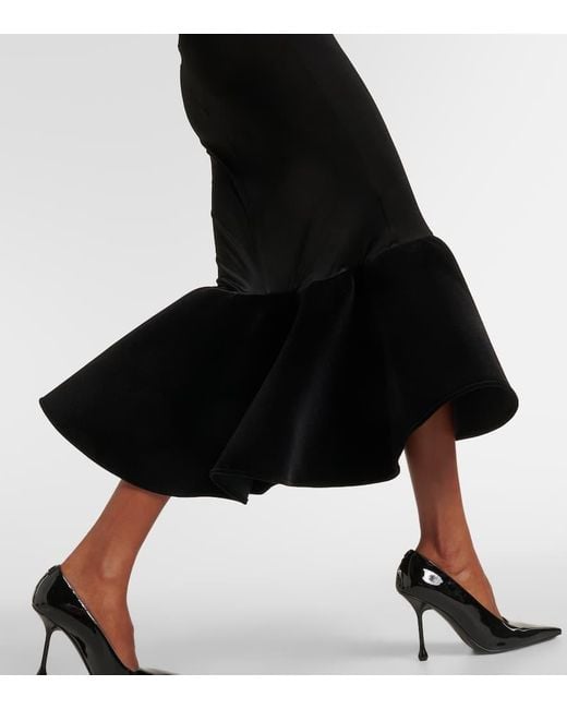 Vestido Midi De Jersey Con Volantes David Koma de color Black
