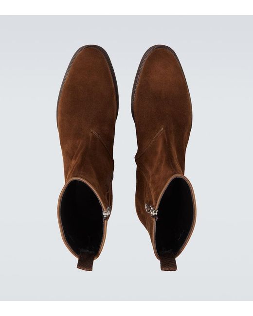 John Lobb Ankle Boots Freddi Aus Veloursleder in Brown für Herren