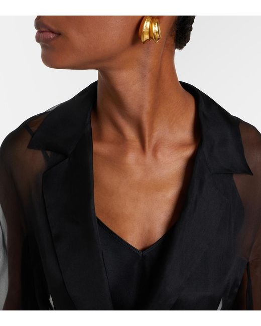Max Mara Black Elegante Vodka Embroidered Silk Robe