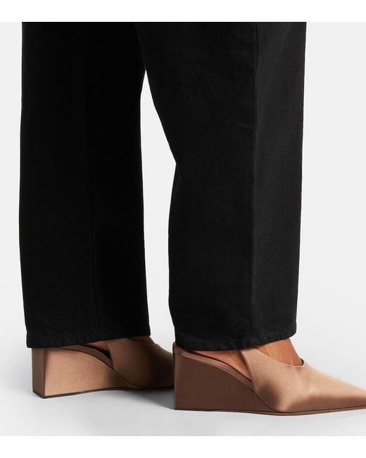 Alaïa Brown Cube 75 Satin Slingback Wedges