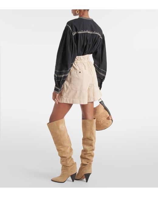 Isabel Marant Natural High-Rise Jeansshorts Ipolyte