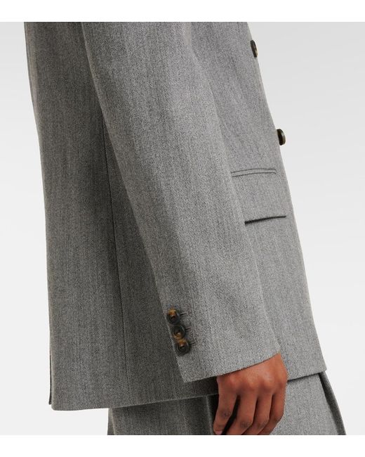 Vince Gray Double-Breasted Wool-Blend Twill Blazer