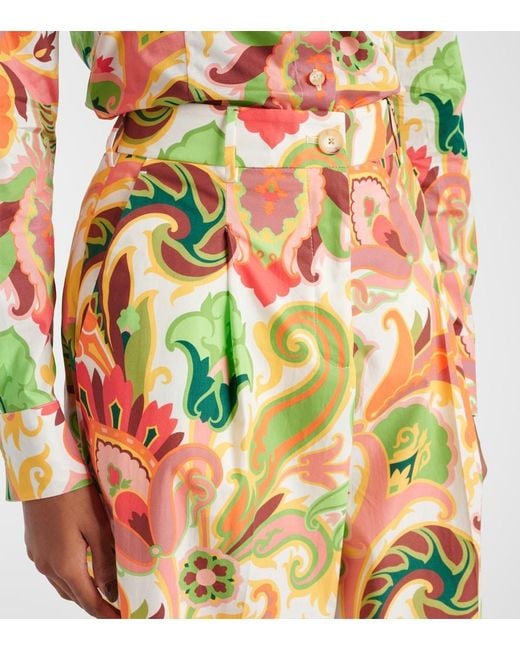 Etro Multicolor Printed Cotton Wide-Leg Pants