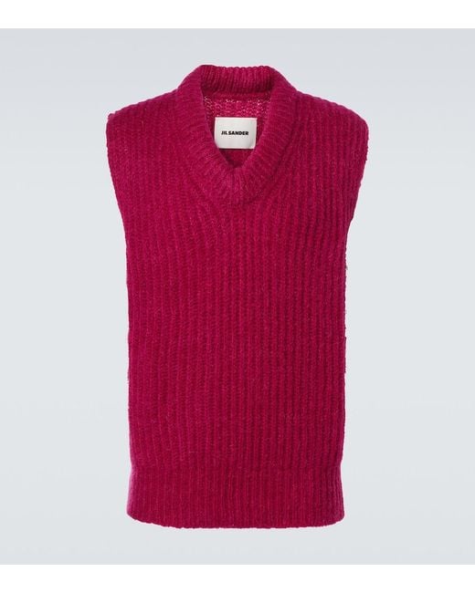 Jil Sander Red Mohair And Wool Sweater Vest for men