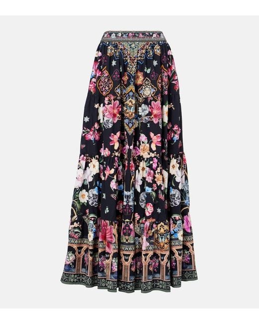 Camilla Multicolor Crystal-Embellished Poplin Maxi Skirt