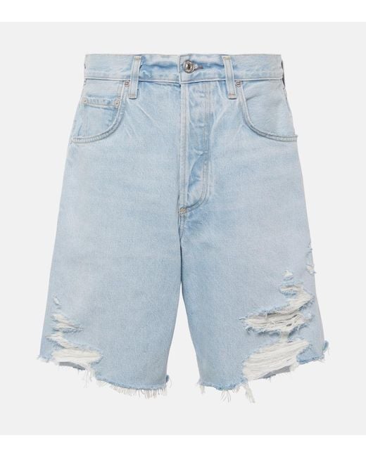 Citizens of Humanity Blue Ayla Distressed Denim Shorts