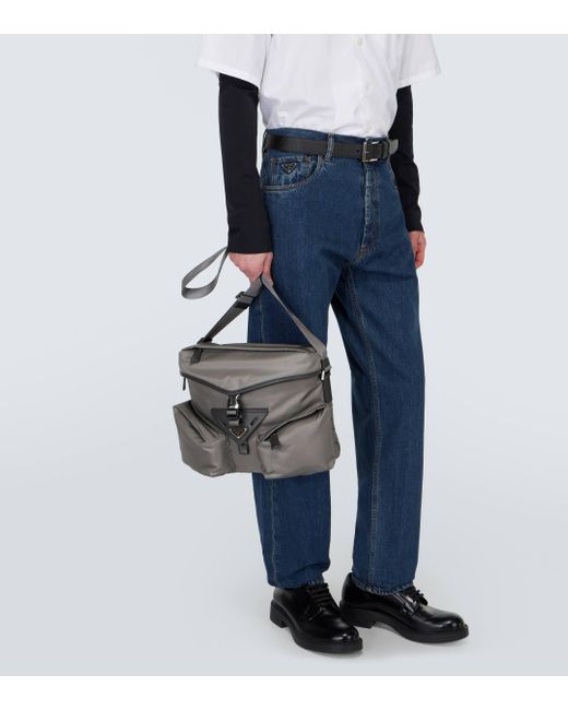 Prada Gray Re-nylon Leather-trimmed Crossbody Bag for men