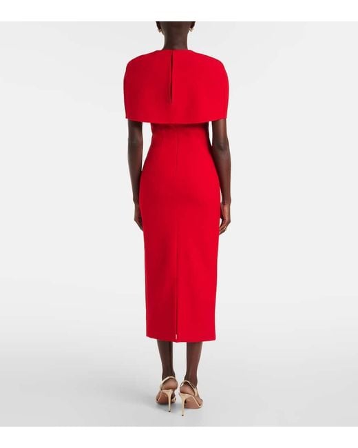 Roland Mouret Red Caped Crepe Midi Dress