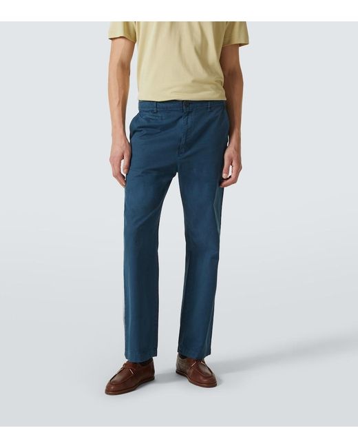 Auralee Blue Cotton Gabardine Chinos for men