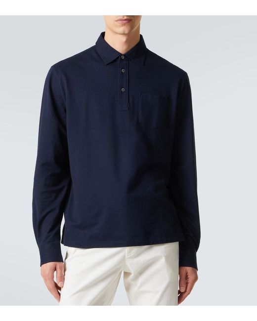 Ralph Lauren Blue Cotton And Cashmere Polo Shirt for men