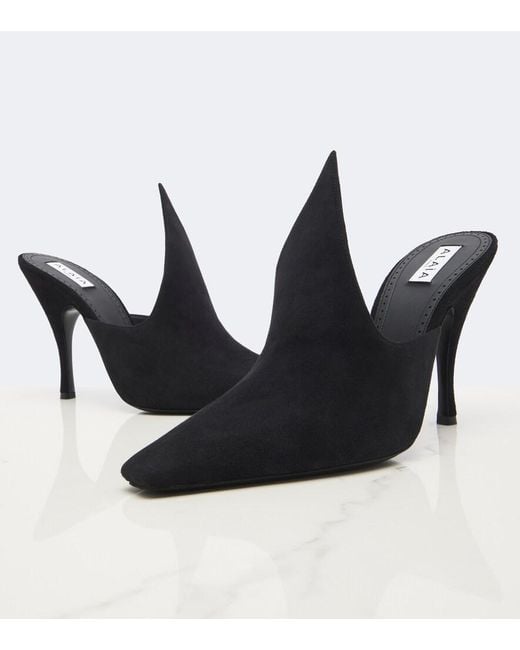 Alaïa Black Suede Mules