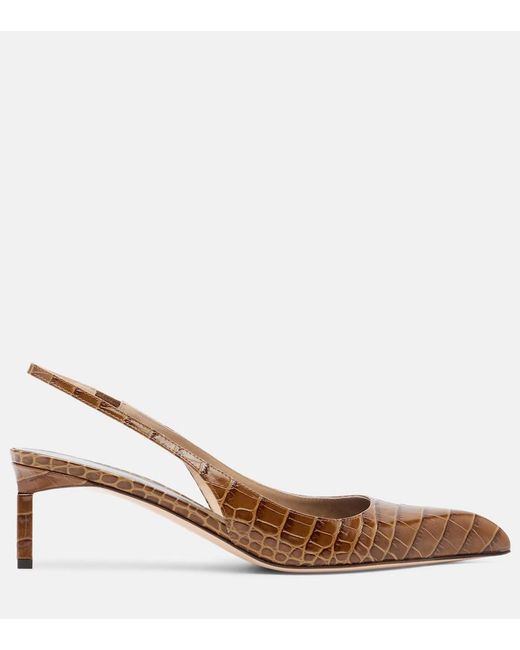 Tom Ford Brown Croc-Effect Slingback Pumps