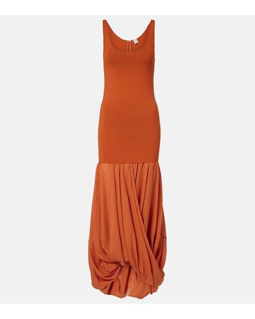 Totême  Orange Midikleid Cocoon Aus Jersey