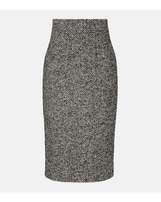 Dolce & Gabbana Gray Tweed Midi Pencil Skirt