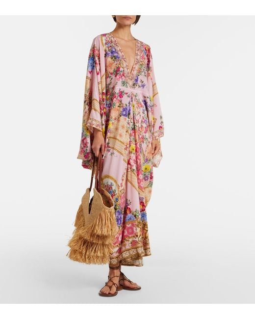 Camilla Pink Floral Silk Kaftan
