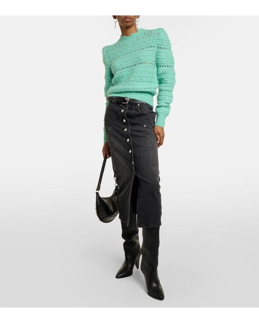 Isabel Marant Black Vandy Denim Midi Skirt