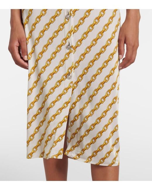 Versace Metallic Chain Stripe Satin Shirt Dress