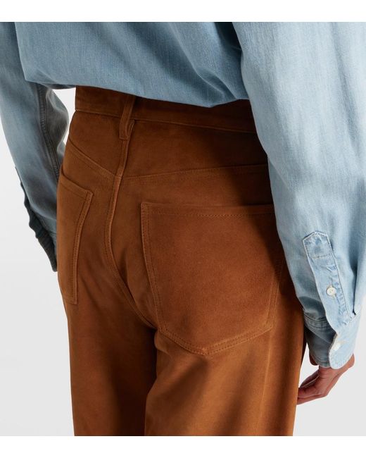 Citizens of Humanity Brown Miro Mid-Rise Suede Straight-Leg Pants