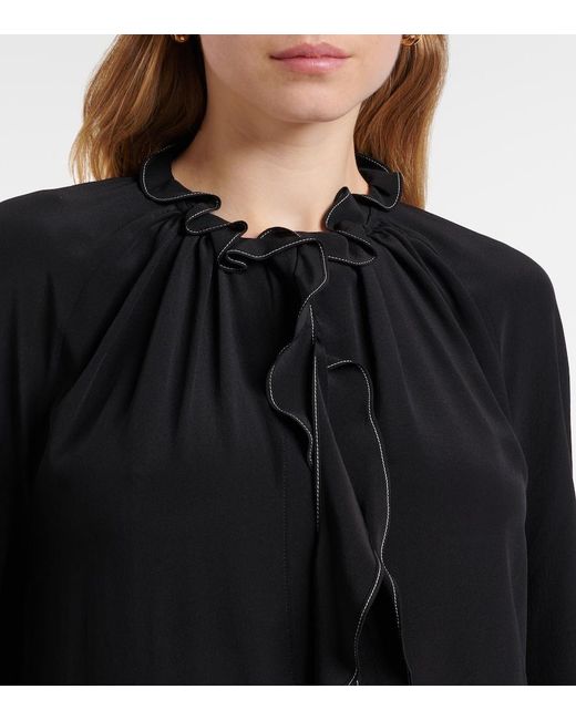 Victoria Beckham Black Ruffled Silk Blouse