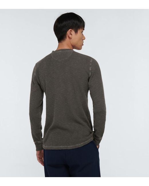 RRL Gray Waffle-Knit Cotton Henley Shirt for men