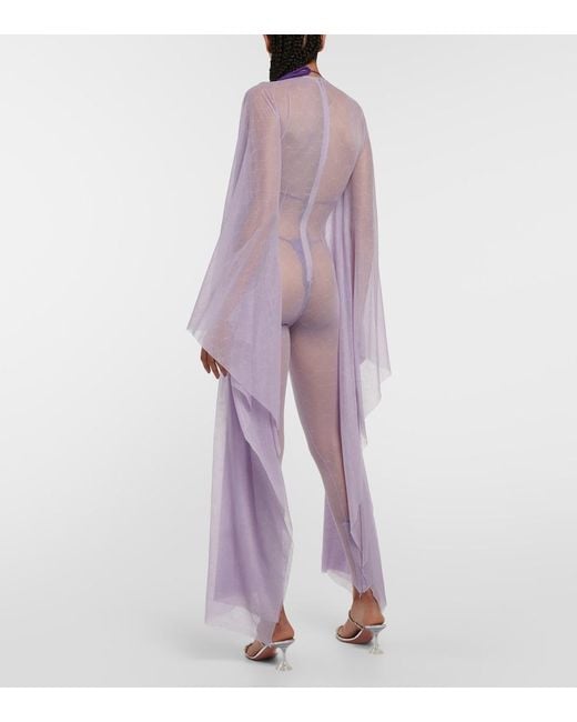 LAQUAN SMITH Purple Chiffon Jumpsuit