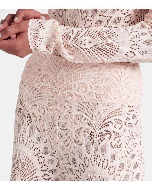 Alexandra Miro Pink Paloma Lace Wide-Leg Pants