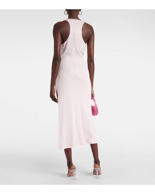 David Koma Pink Crystal-embellished Midi Dress