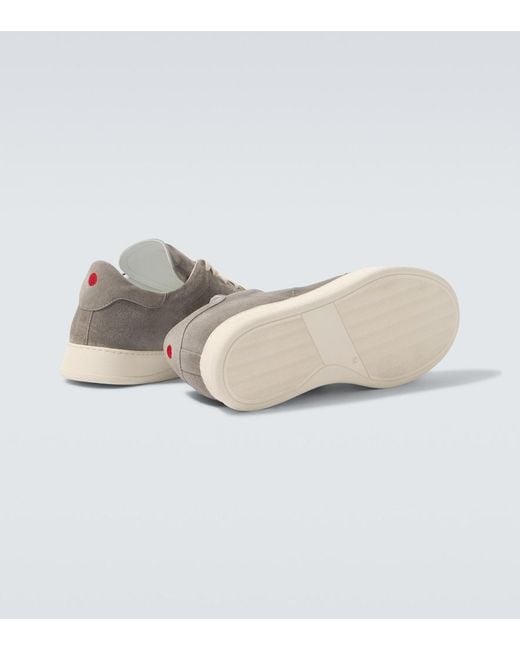 Kiton Gray Suede Sneakers for men