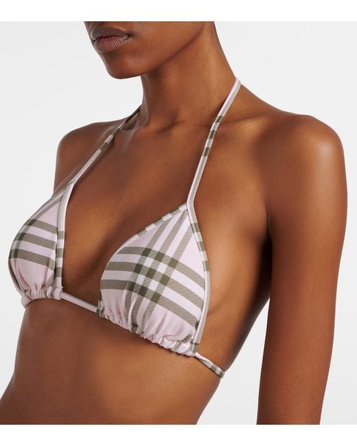 Burberry White Check Bikini Top