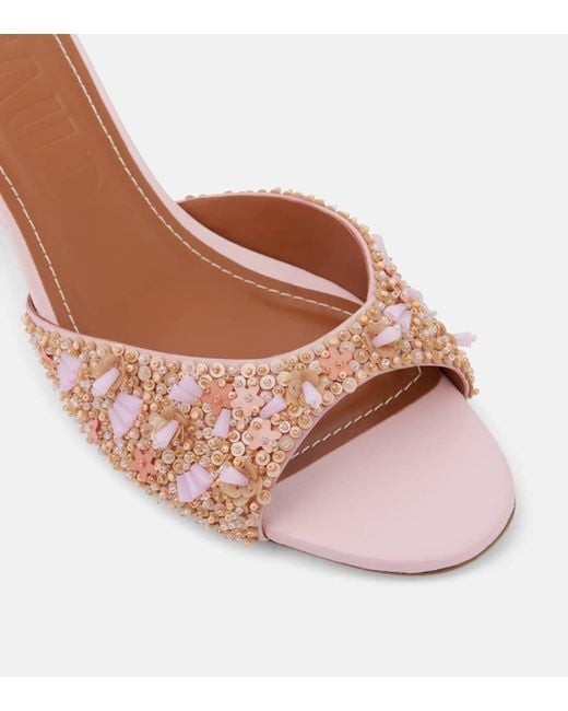 Staud Pink Brigitte Beaded Mules