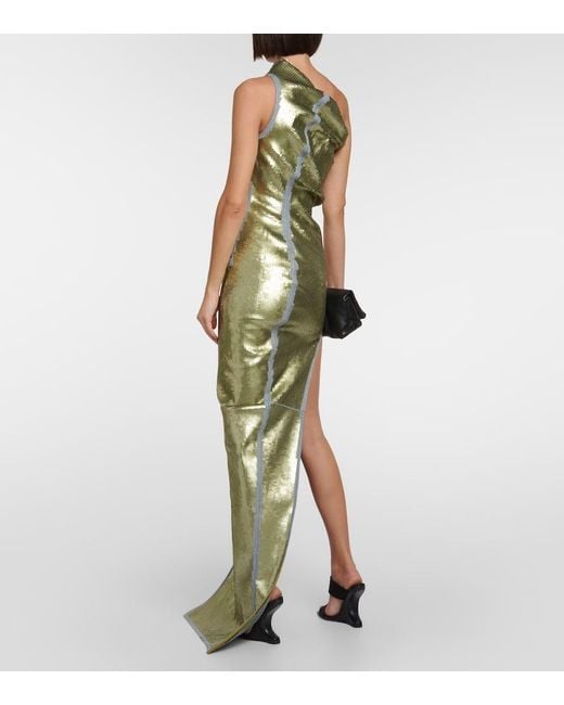 Rick Owens Green Athena Sequined Gown