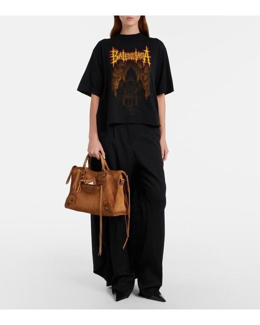 Balenciaga Brown Le City Medium Suede Top-Handle Bag