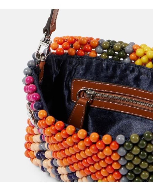 Staud Red Timmy Small Beaded Shoulder Bag