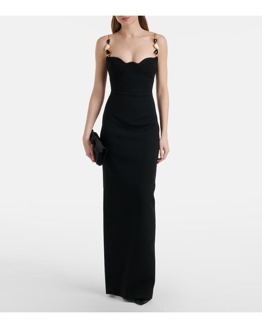 Rachel Gilbert Black Riccardo Embellished Gown
