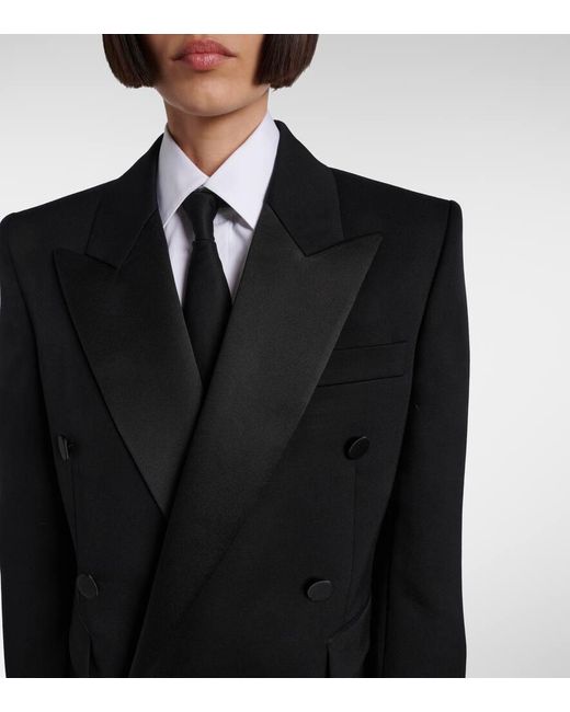 Saint Laurent Black Satin-Trimmed Wool Tuxedo Jacket