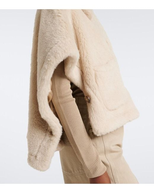 Max Mara Natural Alpaca, Wool, And Silk Teddy Cape