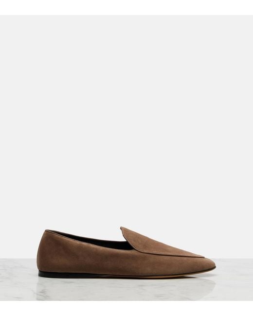 The Row Brown Soft Suede Loafers