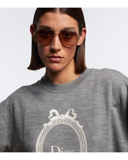 Dior Brown Petit Cd A1U Aviator Sunglasses