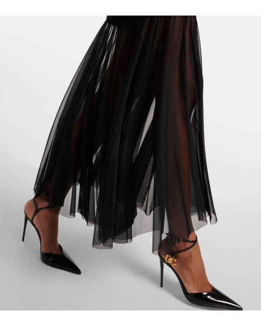Dolce & Gabbana Black Tulle-trimmed Maxi Skirt