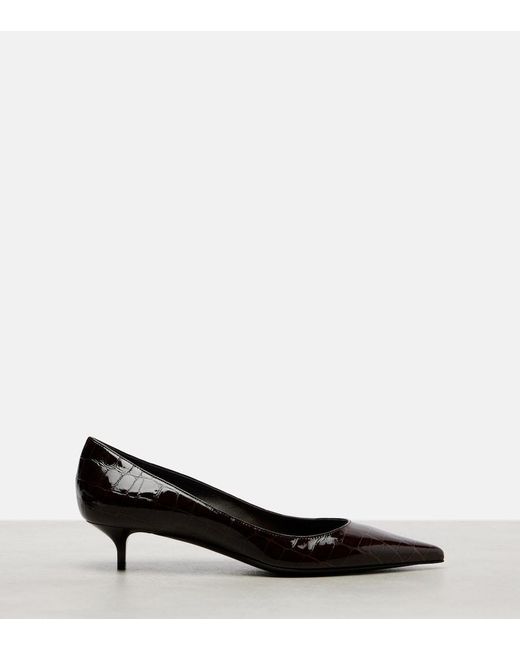Jimmy Choo Black Amelia 35 Croc-Effect Leather Pumps