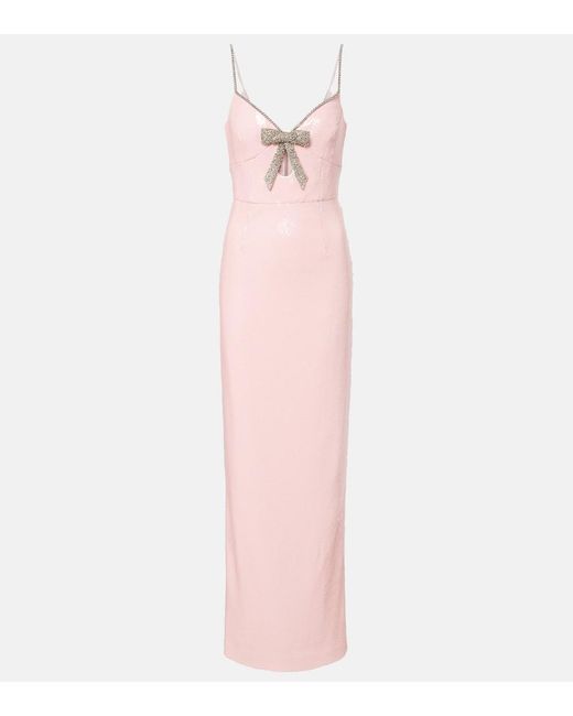 Rebecca Vallance Pink Lena Bow-Detail Sequined Gown