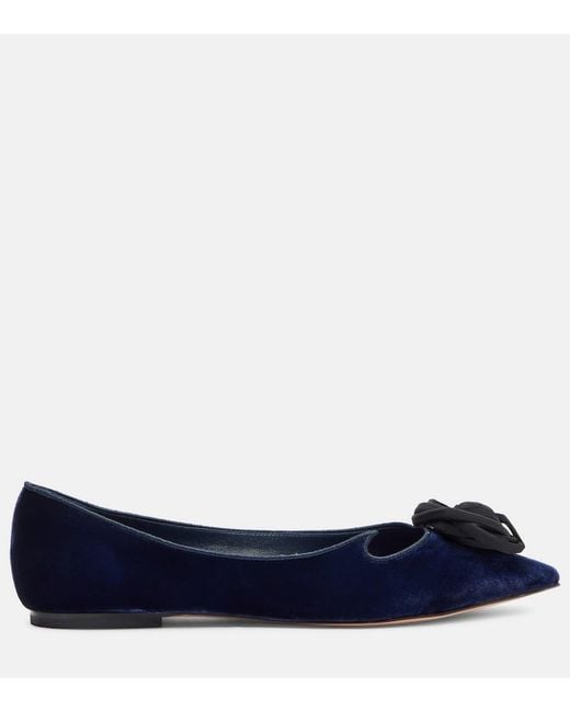 Roger Vivier Blue Rose Vivier Velvet Ballet Flats