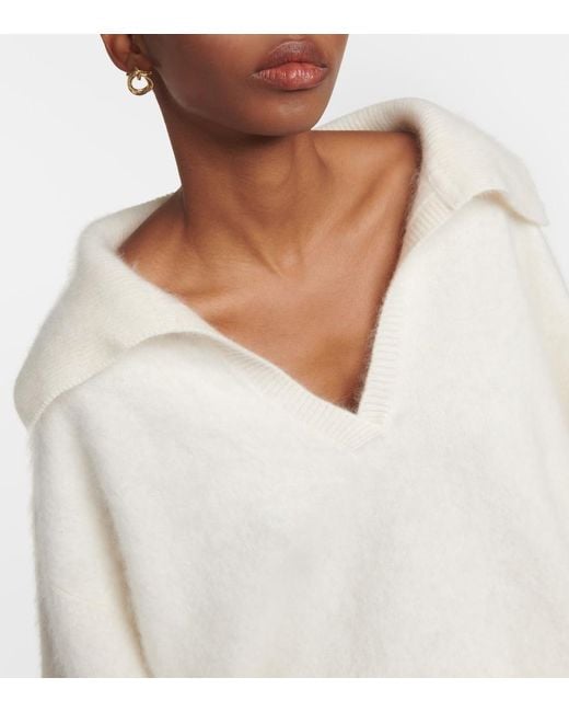 Lisa Yang White Kerry Brushed Cashmere Sweater