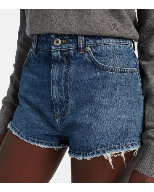 Dolce & Gabbana Blue Frayed Denim Shorts