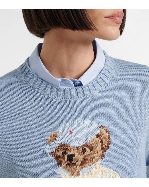 Polo Ralph Lauren Blue Rundhalspullover Mit Polo Bear