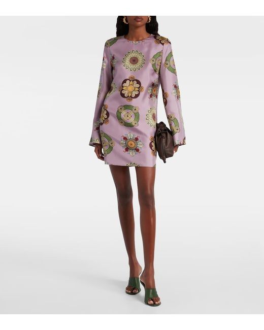LaDoubleJ Pink Supremes Swing Silk Twill Minidress